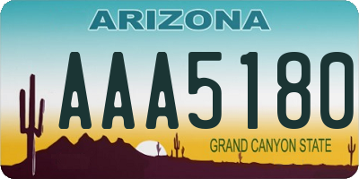 AZ license plate AAA5180