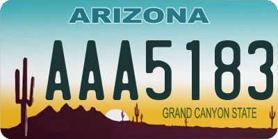 AZ license plate AAA5183