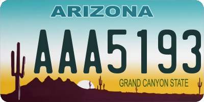 AZ license plate AAA5193