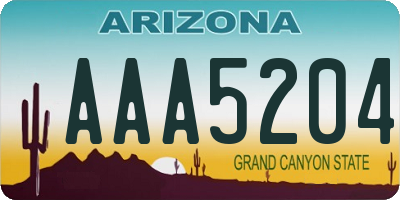 AZ license plate AAA5204