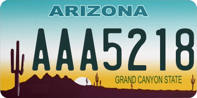 AZ license plate AAA5218