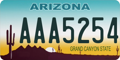 AZ license plate AAA5254