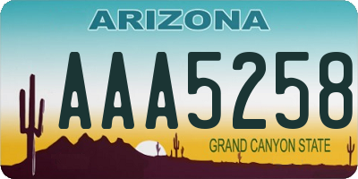 AZ license plate AAA5258