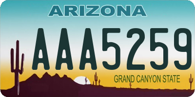 AZ license plate AAA5259