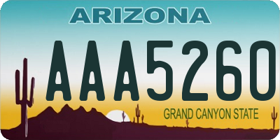 AZ license plate AAA5260