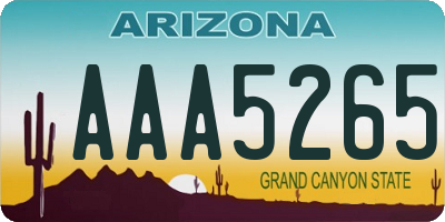 AZ license plate AAA5265