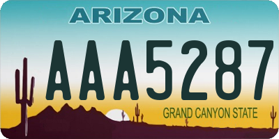 AZ license plate AAA5287