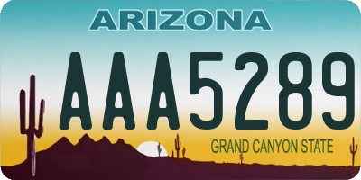 AZ license plate AAA5289