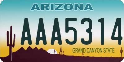 AZ license plate AAA5314