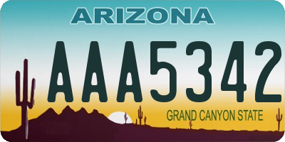 AZ license plate AAA5342