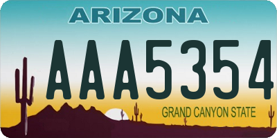 AZ license plate AAA5354