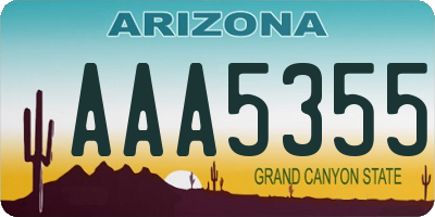 AZ license plate AAA5355