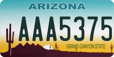AZ license plate AAA5375