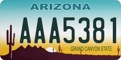 AZ license plate AAA5381