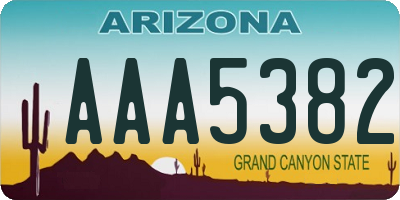 AZ license plate AAA5382