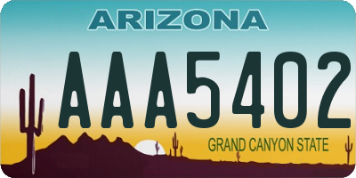 AZ license plate AAA5402