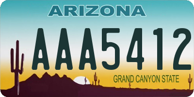 AZ license plate AAA5412