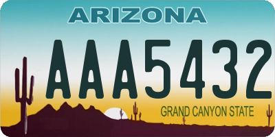 AZ license plate AAA5432