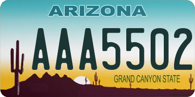 AZ license plate AAA5502