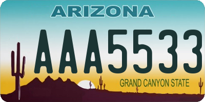AZ license plate AAA5533