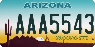 AZ license plate AAA5543