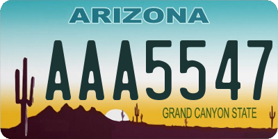 AZ license plate AAA5547