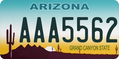 AZ license plate AAA5562