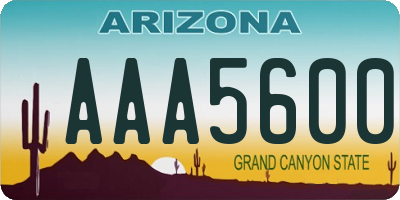 AZ license plate AAA5600