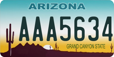 AZ license plate AAA5634