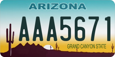 AZ license plate AAA5671