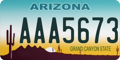 AZ license plate AAA5673