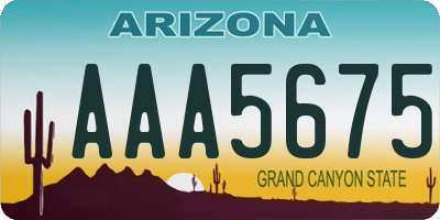 AZ license plate AAA5675