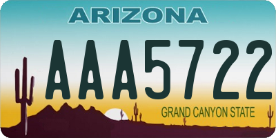 AZ license plate AAA5722