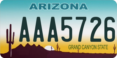 AZ license plate AAA5726