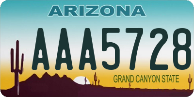 AZ license plate AAA5728