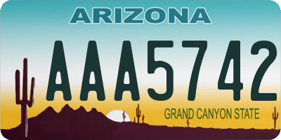 AZ license plate AAA5742