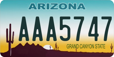 AZ license plate AAA5747