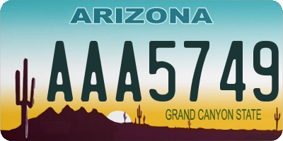 AZ license plate AAA5749