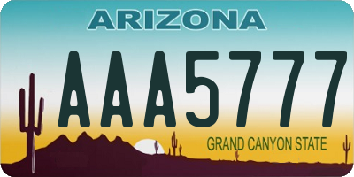 AZ license plate AAA5777