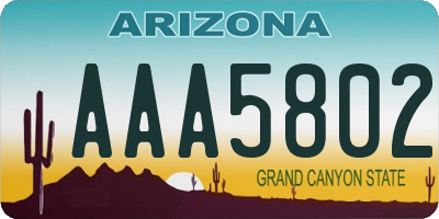 AZ license plate AAA5802