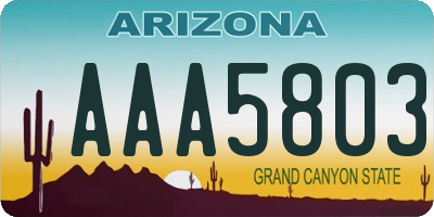 AZ license plate AAA5803