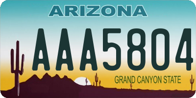 AZ license plate AAA5804