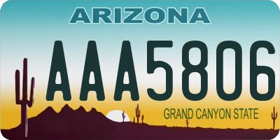 AZ license plate AAA5806