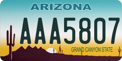 AZ license plate AAA5807