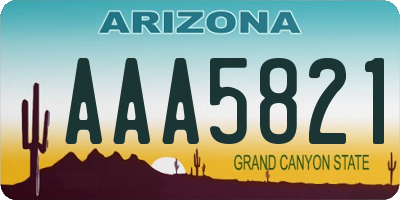 AZ license plate AAA5821