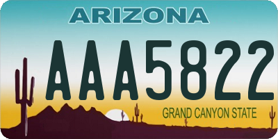 AZ license plate AAA5822