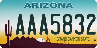 AZ license plate AAA5832