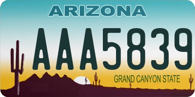 AZ license plate AAA5839