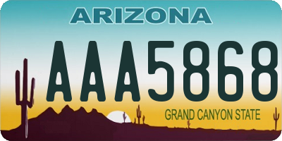 AZ license plate AAA5868