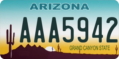 AZ license plate AAA5942